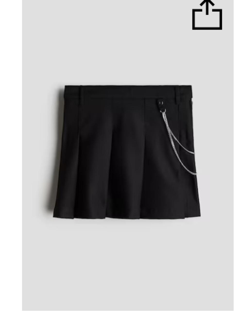 H&M Black Pleated Girls' Skirt with Decorative Chain